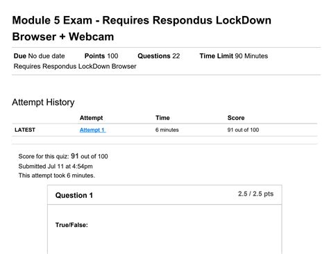 SOLUTION Module 5 Exam Requires Respondus Lockdown Browser Webcam