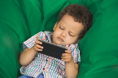 Little Boy Using Digital Device Modern Technology Stock Image Image