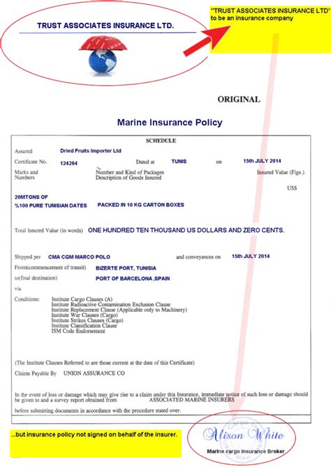 Marine Insurance Policy Document Marine Insurance Policy Form Pdf