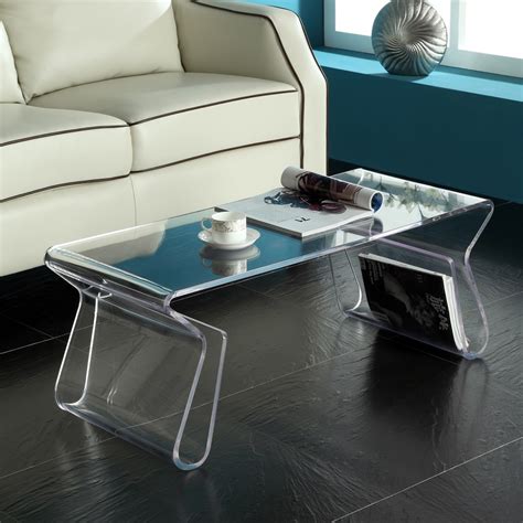 Tangkula tempered glass coffee, clear coffee table, waterfall rectangle coffee table for living room, cocktail tea table with rounded edges. Shop Modway Clear Plastic Rectangular Coffee Table at ...