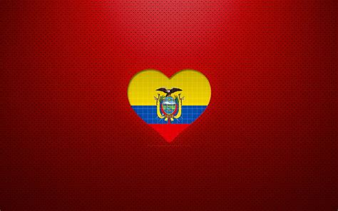 Amo Ecuador Países Sudamericanos Punteado Rojo Corazón De La Bandera