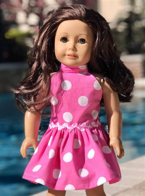 American Girl 18 Inch Doll Ag Hot Pink And White Polka Dot Etsy