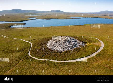 Aerial View From Drone Of The Best Preserved Neolithic Chambered Cairn