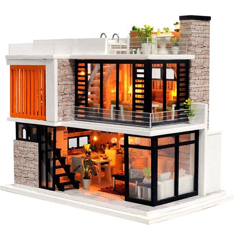 1 24 Diy Miniature Dollhouse Kit Modern House In Florence Etsy Canada