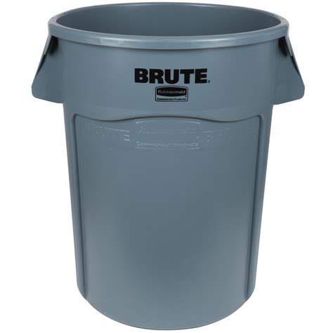 Rubbermaid Brute 44 Gallon Gray Round Trash Can With Rim Caddy And Dolly