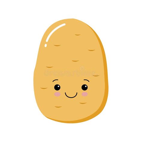 Cute Happy Smiling Funny Potato Vector Flat Cartoon Character