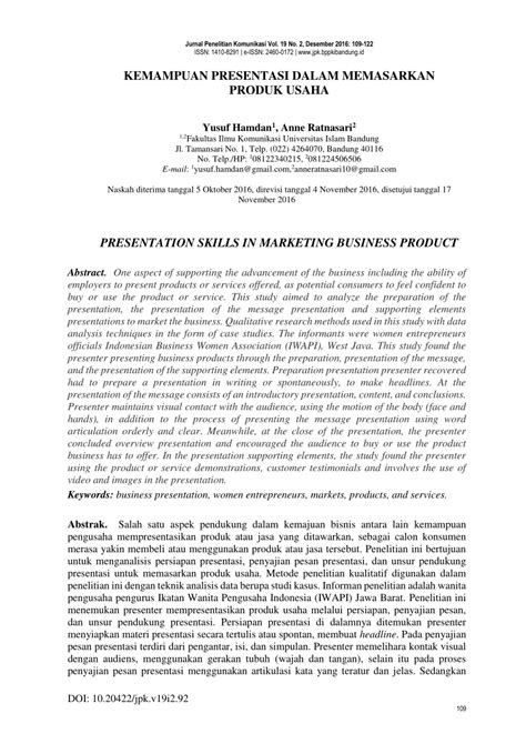 PDF Kemampuan Presentasi Dalam Memasarkan Produk Usaha