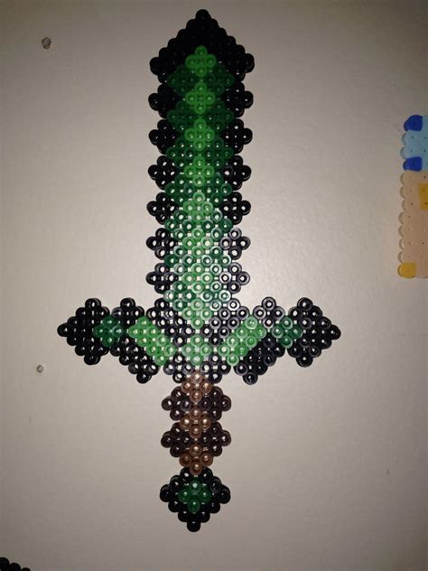 Emerald Sword Minecraft Perler Beads | Perler beads, Minecraft perler