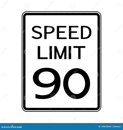 Usa Road Traffic Transportation Sign Speed Limit 90 On White