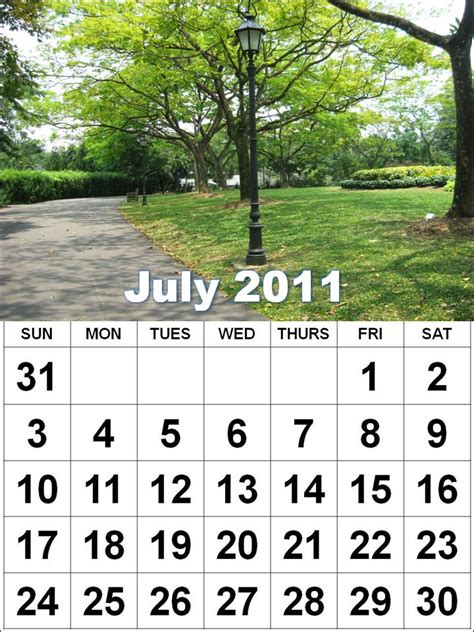 Njyloolus July Calendar 2011 With Holidays