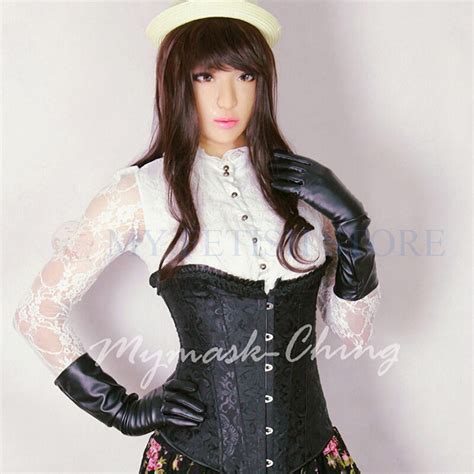 ching02 quality handmade silicone sexy and sweet half female face ching crossdress mask