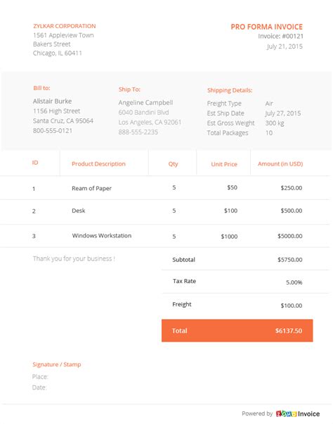 Free Proforma Invoice Template Zoho Invoice