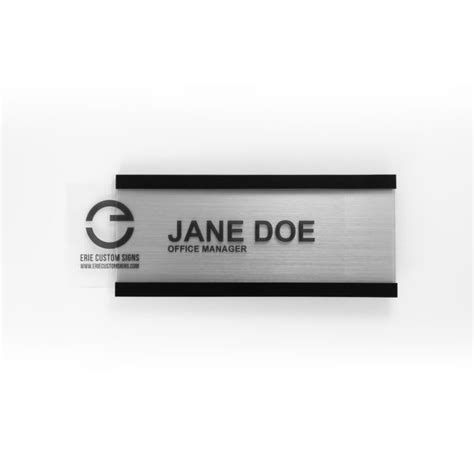 Cubicle Name Plate Holders With Brushed Aluminum Look Erie Custom Signs