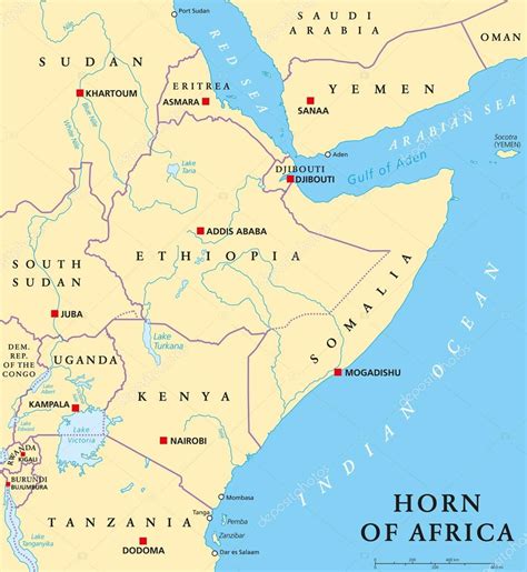 Horn Von Afrika Politische Landkarte Stock Vektorgrafik Von ©furian