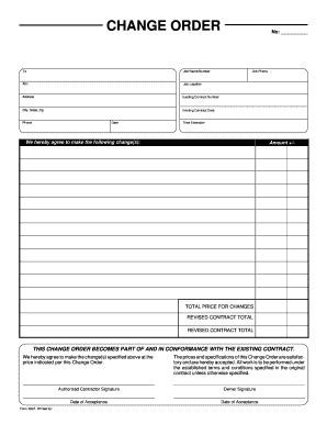 printable change order template forms fillable