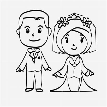 Muslim Hitam Gambar Putih Pengantin Pasangan Animasi