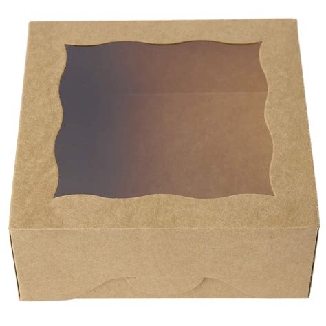 ONE More 6 Brown Bakery Boxes With PVC Window For Pie And Cookies Boxes