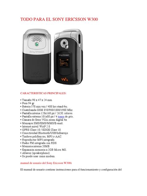 Todo Para El Sony Ericsson W300 Pdf Electrónica De Consumo