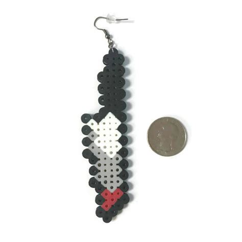 Pixel Bloody Knife Earrings Perler Beads Hama Beads Fuse Beads Pixel