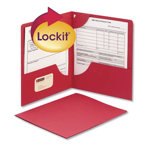 Smead Lockit Two Pocket Folder 50 Sheet Capacity Red 25box
