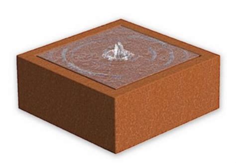 Corten Square Fountain Watertable Outdoor Rusty W100 H40 L100 Cm From