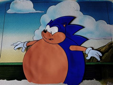 Adventures Of Sonic The Hedgehog Fat Sonic Cel Hand Painted Background