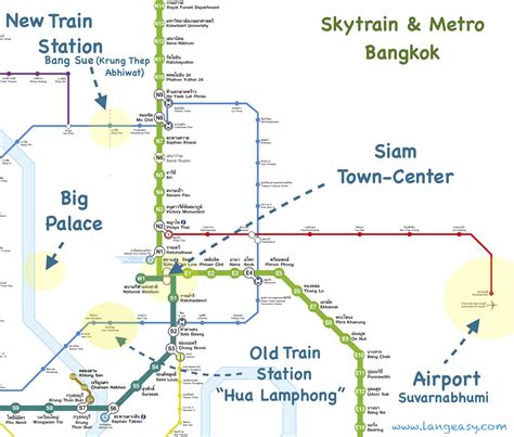 The Skytrain Bts Metro Mrt Of Bangkok Map And Tourist