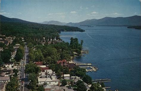 Aerial View Looking North Over Lake Lake George Ny Postcard