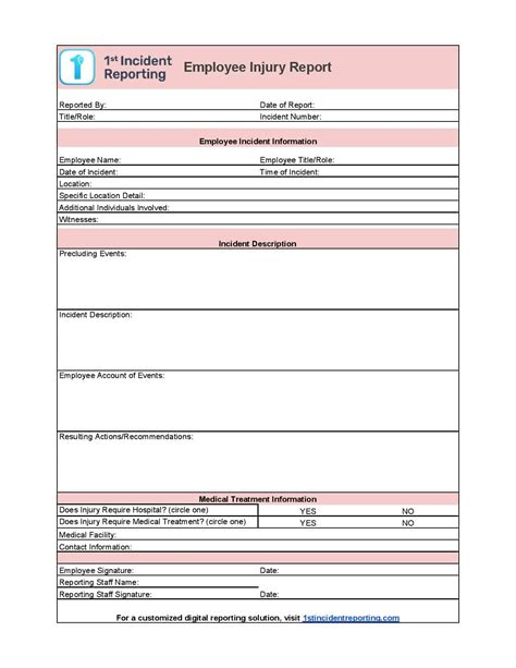 Downloadable Employee Injury Report Form For Timely Reporting