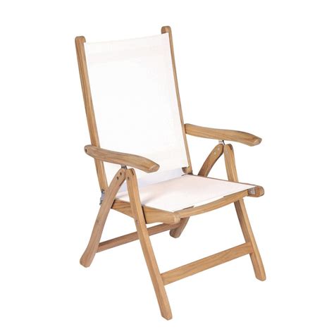 Florida Reclining And Folding Teak Patio Dining Arm Chair W White Sling