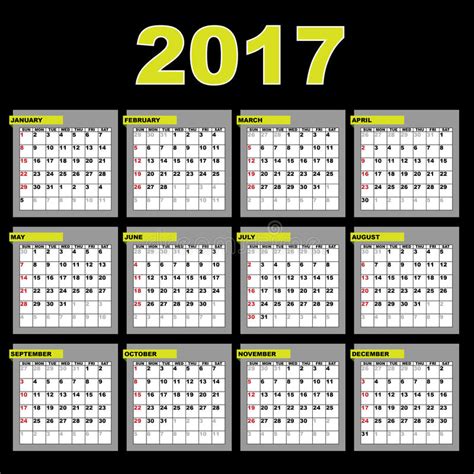 Calendario 2017 Ilustración Del Vector Ilustración De Vector 72947813
