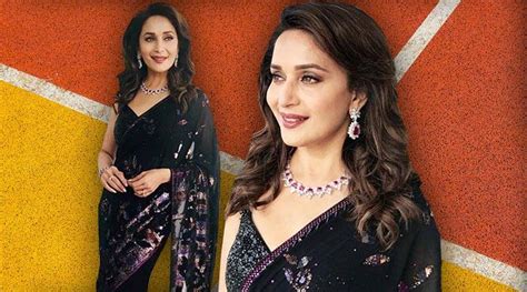 Madhuri Dixit Shows Us How To Exude Elegance In A Black Sari Fashion News The Indian Express