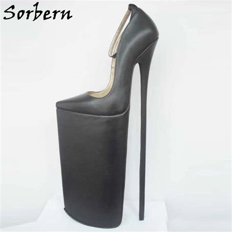 Sorbern Black Matt 40cm Extreme High Heel Pumps Women Shoes Genuine