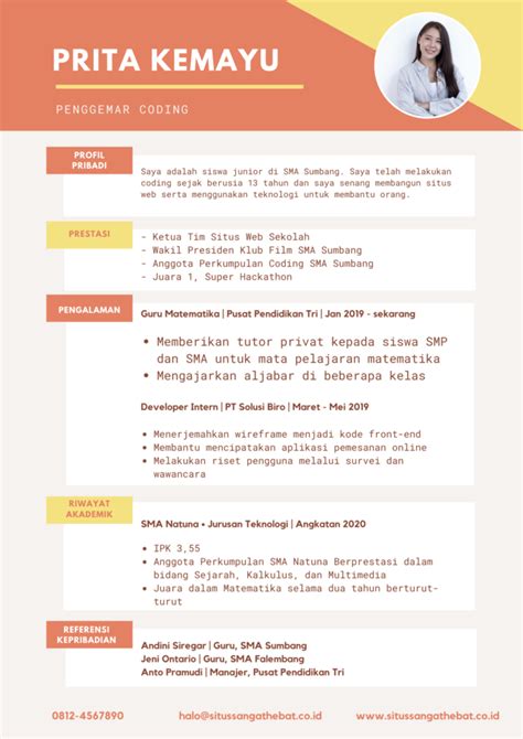 Contoh Cv Formal Modern Kreatif Dalam Bahasa Indonesia Serta Inggris