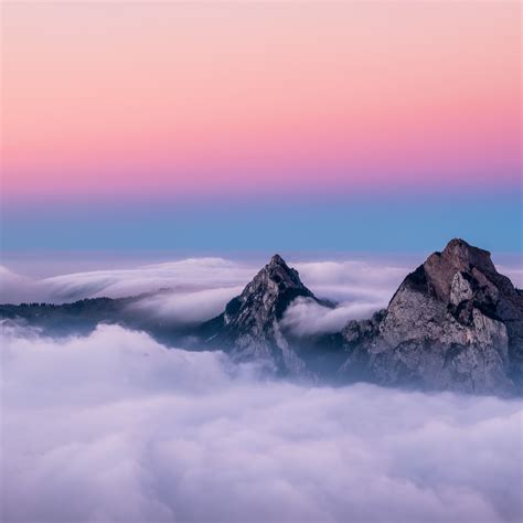 2932x2932 Twin Peaks Mountains In Clouds 4k Ipad Pro Retina Display Hd