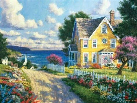 Seaside Cottage Cottage Art Ocean Artwork Landscape Paintings