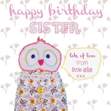 Birthday card ideas for sister. happy birthday sister greeting card by buttongirl designs ...