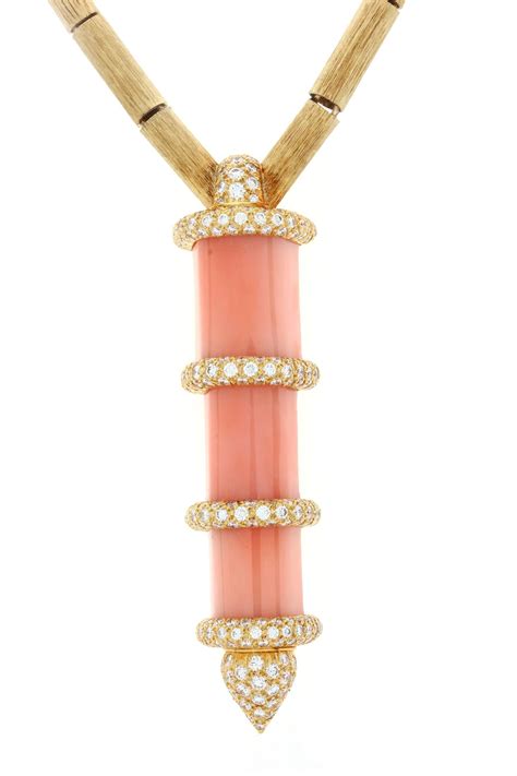 Henry Dunay Coral And Diamond Necklace 18k Yellow Gold For More