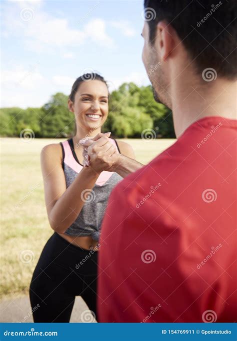 Running With Partner Is A Lot Easier Stock Image Image Of Human