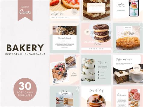 30 Bakery Instagram Post Canva Templates Bake Shop Social Etsy