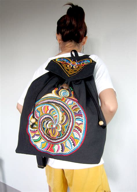 Backpack Hmong Tribal style with embroidered piece Handmade by Hmong ...