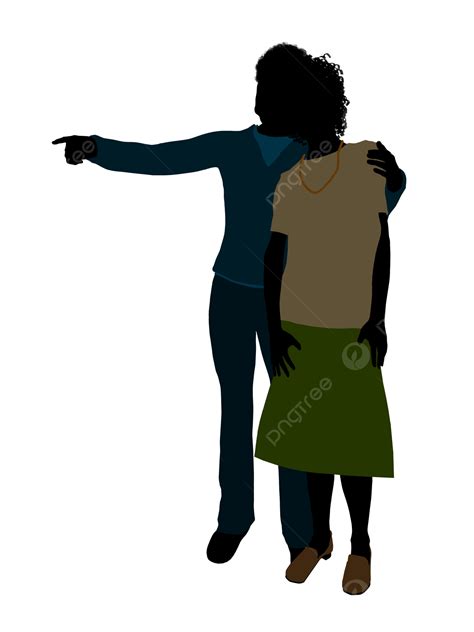 African American Senior Couple Illustration Silhouette Team Heart