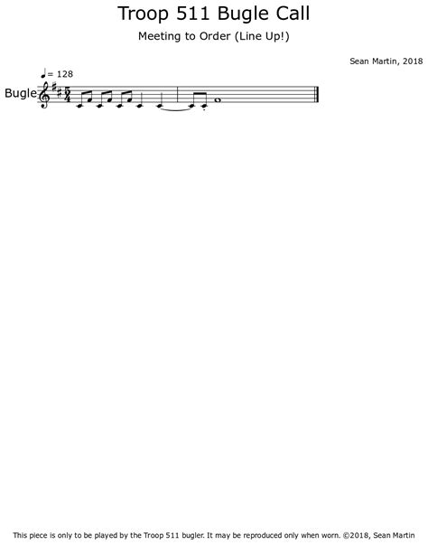 Troop 511 Bugle Call Sheet Music For Trumpet