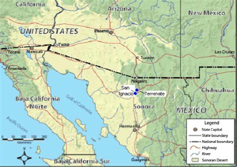 States That Border Mexico Map