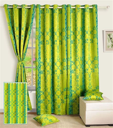 Green Printed Polyester Curtain Curtains Blackout Curtains