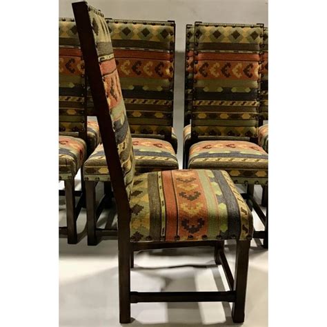 Versatile Solid Dining Chairs In Southwestern Fabric Set Of 8 Chairish
