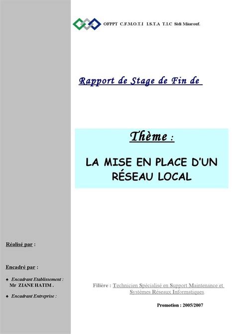 Exemple D Introduction De Rapport De Stage En Entreprise Pdf
