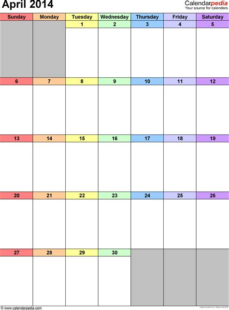 This month kicks off with you feeling competitive, brazen, passionate and ready for a debate. April 2014 - calendar templates for Word, Excel and PDF