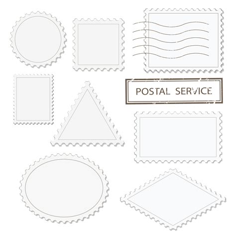 Blank Postage Stamps Different Shapes Set Triangle Square Round