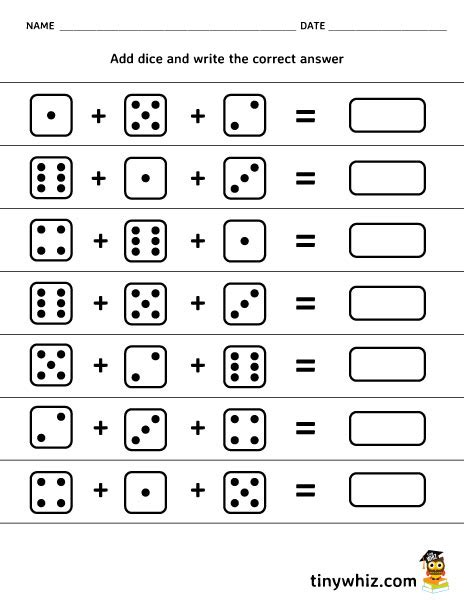 Free Printable Dice Addition Worksheets For Kids Free Printable Dice